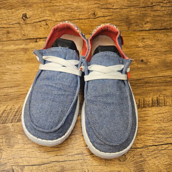 Hey Dude Wendy Playa Fiesta Limon blue denim slip on loafer shoe size 7 womens - Picture 9 of 10